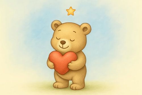 Petit ours au cœur rouge chaud sur Art & Soul Creations