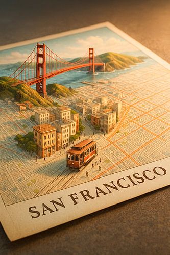San Francisco 3D Map Diorama Art | Golden Gate Bridge Print by Travel Shop