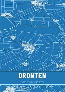 Blauwdruk | Landkaart | Dronten (Flevoland) van MijnStadsPoster