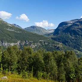 Mountains at Geirangerfjord with a view of the Eagle Road by Anja B. Schäfer