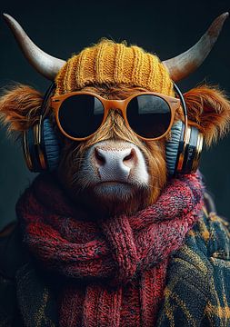 Highland Cow "Beats of the Highlands" van Niklas Maximilian