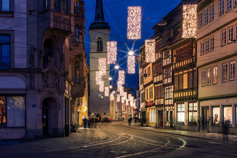 Erfurt Marktstraße met Kerstmis van Mixed media vector arts