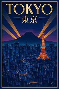 Tokyo Neon Reverie - Art-Deco-Nachtlandschaft der japanischen Hauptstadt