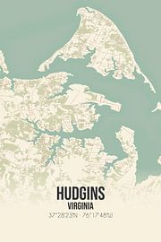 Vintage landkaart van Hudgins (Virginia), USA. van Stad & Wand