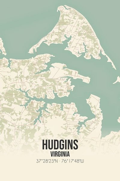 Vintage map of Hudgins (Virginia), USA. by Prints of Place