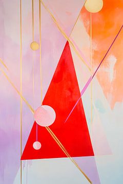 Geometric harmony in red and gold by Poster Art Shop