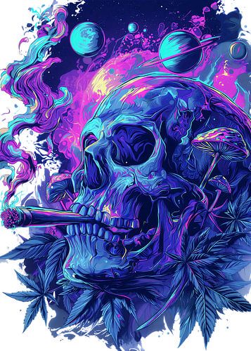 Cosmic Smoke – Psychedelic Skull Art