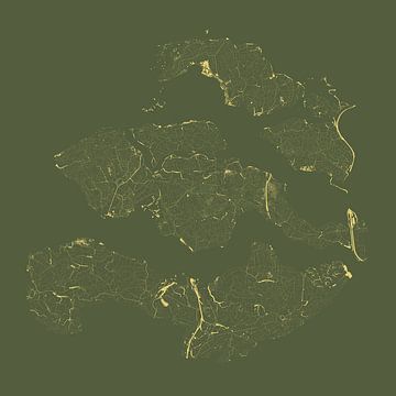 Wateren van Zeeland in Groen en Goud van Maps Are Art