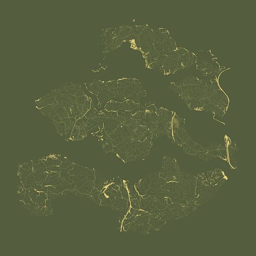 Waters of Zeeland in Green and Gold by Maps Are Art