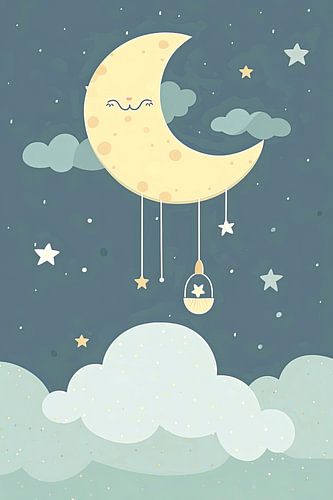 Mond und Sterne glitzern