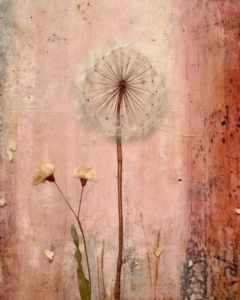 Rustic dandelion abstracts pink by Floral Abstractions