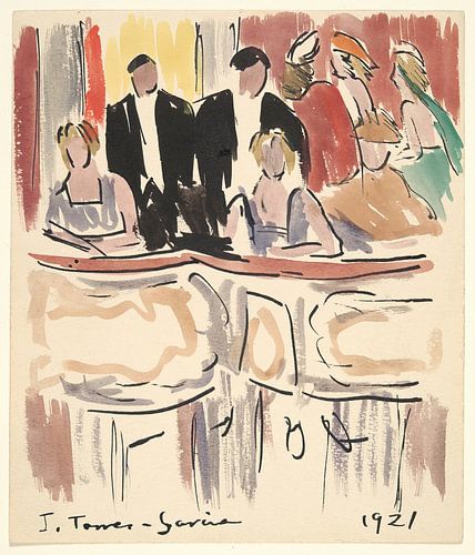 Joaquín Torres García - Artists' Ball; spectators in theatre boxes (1921)