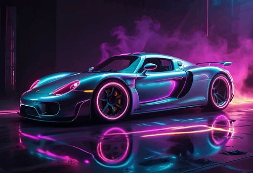 Porsche Carrera GT - Neon filmische supercar showcase kunst