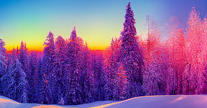 farbenfrohe Winterlandschaft mit Schnee Illustration