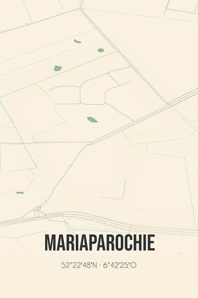 Vieille carte de Mariaparochie (Overijssel) par Affiches de lieux