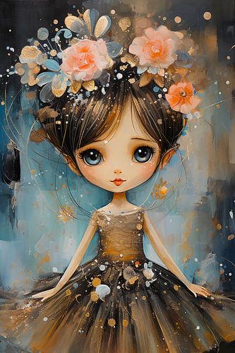 Grillige ballerina met bloemen