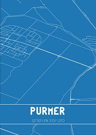 Blauwdruk | Landkaart | Purmer (Noord-Holland) van Stad & Wand