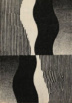 Jeu abstrait de vagues en noir et blanc