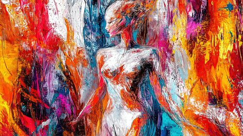 Abstracte vrouw in felle kleuren