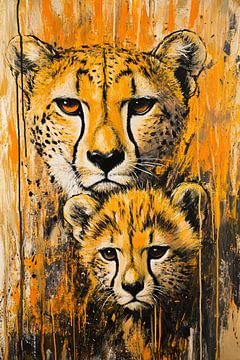 Kleurrijk cheeta schilderij met jong van Imperial Art House