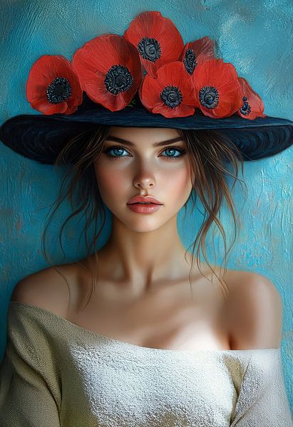femme avec des fleurs style métropolitain par Egon Zitter