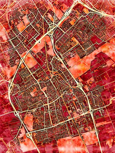 Karte von Delft im stil 'Amber Autumn'