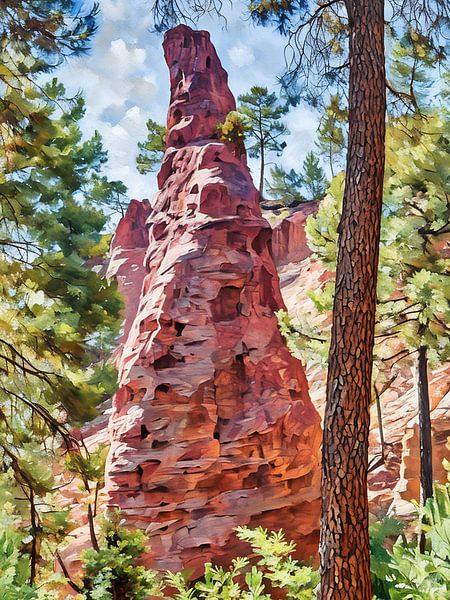 Ochres Land Majestic Cliff Forest by Sergio Pazzano