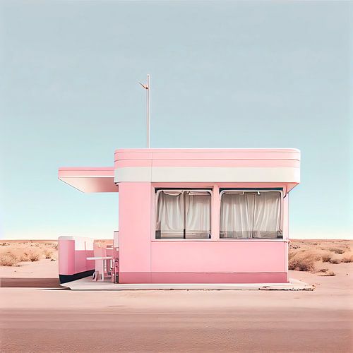 Abandoned Pink Restaurant in Summer