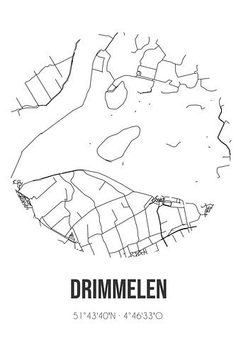 Drimmelen (Noord-Brabant) | Landkaart | Zwart-wit