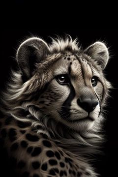 Portrait cheetah kitten by Ellen Van Loon