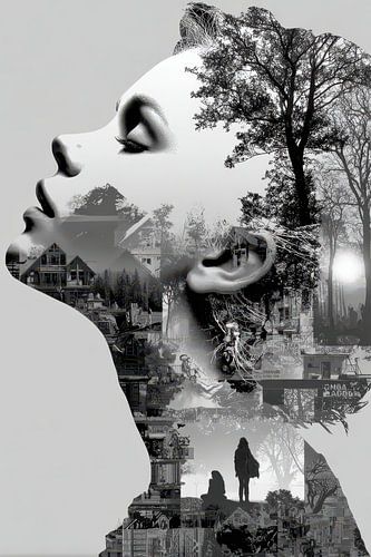 surrealistisch abstract portret vrouw