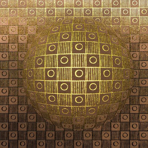 Geometrische symmetrie. Gouden dambord in Op-art stijl.