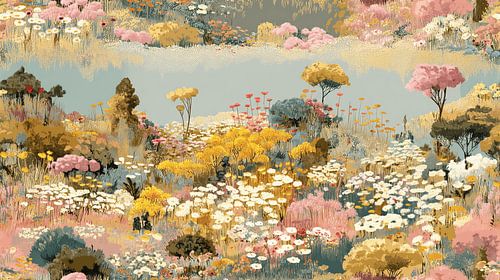 Papier peint Boho Floral Splendour in Pastel | Wall Wallpaper