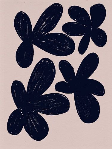 Botanische tuin. Zwarte bloemen op beige.