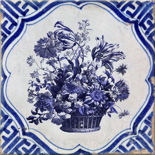 Delft blue tile bouquet by Fine Art Flower - Artist Sander van Laar