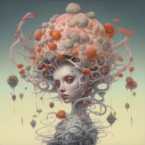 Very beautiful woman in bizarre setting