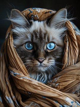 Tibetaanse kat met blauwe ogen van haroulita