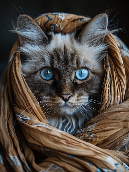 Tibetan cat with blue eyes by haroulita