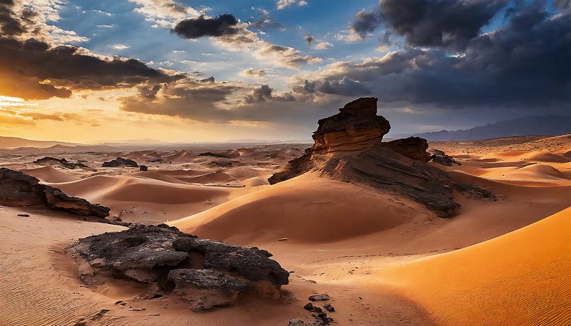 Felsen mit Sand in der Wüste von Mustafa Kurnaz