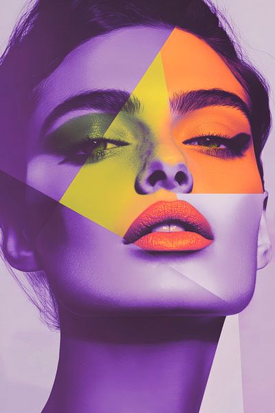 Farbige Gesichtsgeometrie in Violettтон von Poster Art Shop