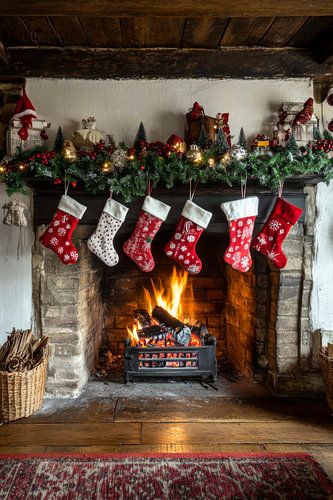 Kerstman open haard