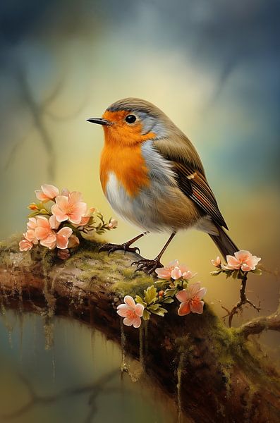 Merle avec fleur par Brigitta Meijer