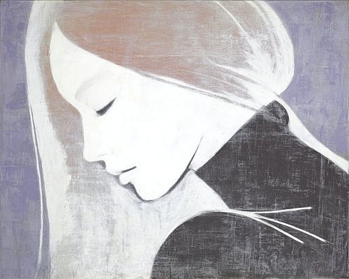 Woman Profile | Quiet Profile in Lavender by ARTEO Paintings