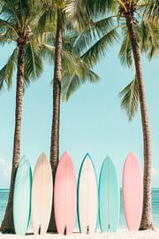 Le plaisir de surfer sous les palmiers sur Poster Art Shop