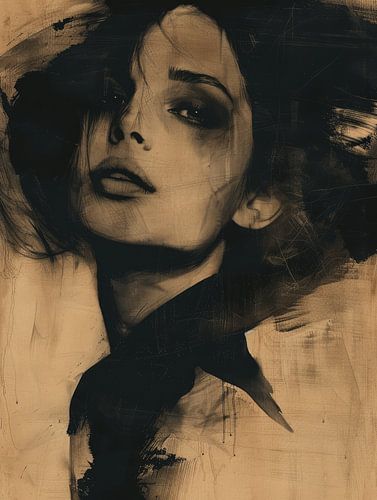 Modern en abstract portret in aardetinten