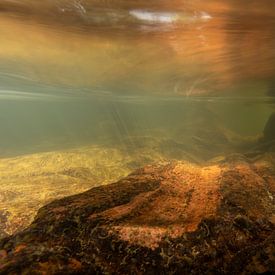 Snelstromende rivier met rode zandsteen van Matthijs de Vos