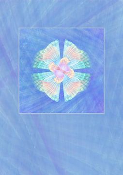 Ornament Muschel Blau, Türkis und Rosa Hochformat von Claudia Gründler