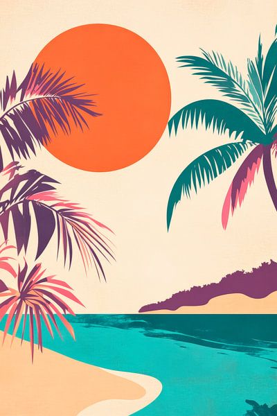 Tropical sunset on the beach by Poster Art Shop