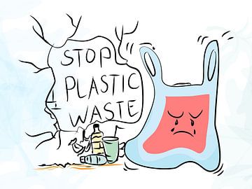 Stop plastic afval Cartoon Illustratie van Golden Haze Studio