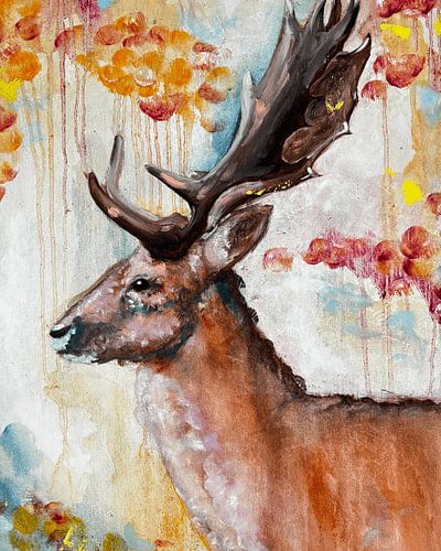 Ölgemälde "Very Deer" - ein Hirsch in abstrakter Landschaft